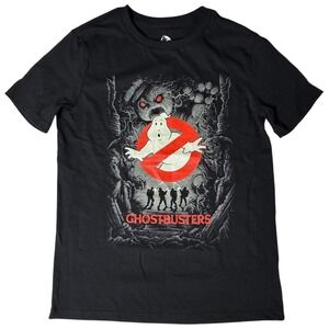 Ghostbusters Kids XL 14-16 T-Shirt Stay Puft Marshmallow Man Black Retro Graphic